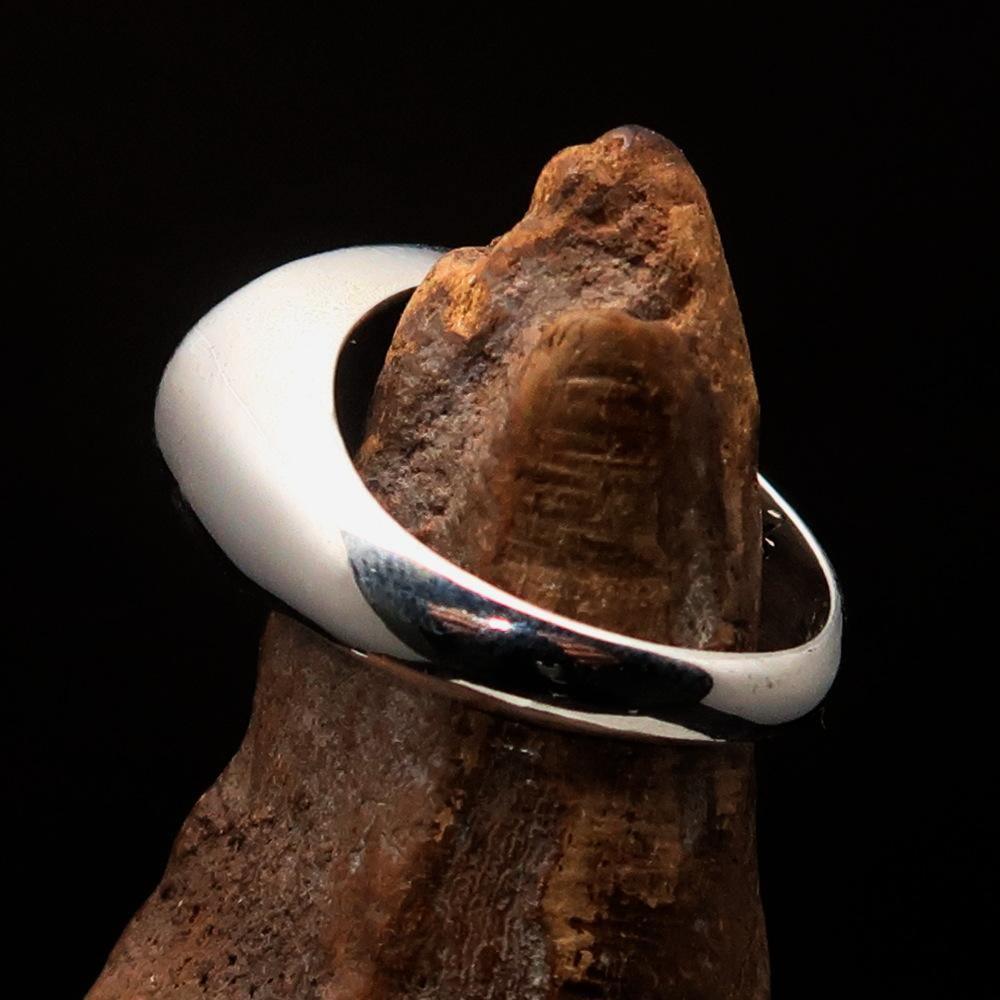 Excellent crafted oval Men's Ring Jesus in Hebrew Black - Sterling Silver-4
